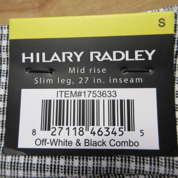 HILARY RADLEY Plaid Tummy Control Ankle Pants Sz S (4-6) White Black Cropped NWT - Picture 7 of 12